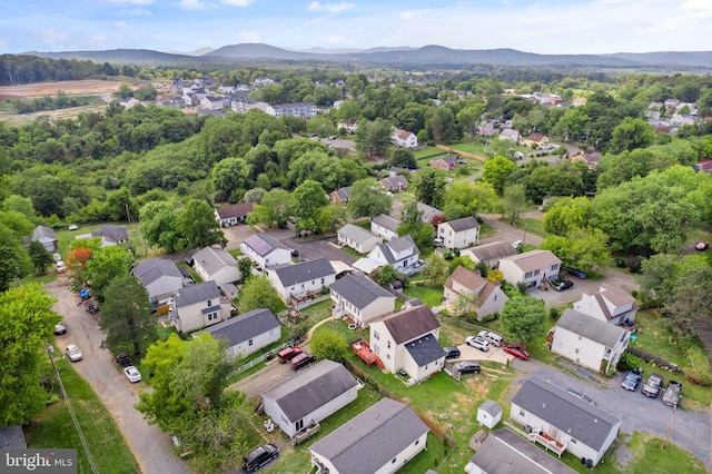 aerial view with a mountain view