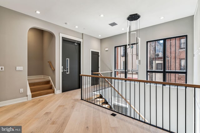 hall featuring light wood-type flooring