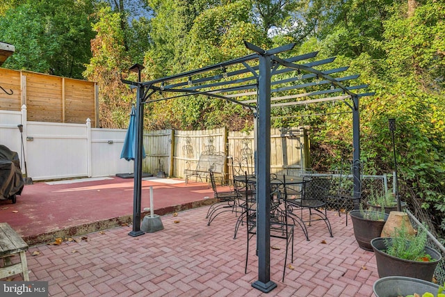 view of patio / terrace with a pergola