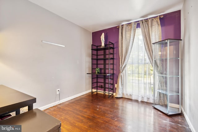 interior space with dark hardwood / wood-style flooring