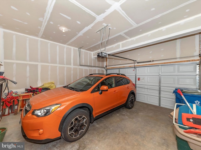 garage with a garage door opener