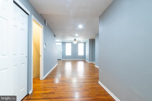 hallway featuring wood-type flooring