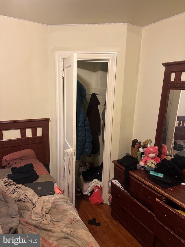 bedroom featuring a closet and wood-type flooring