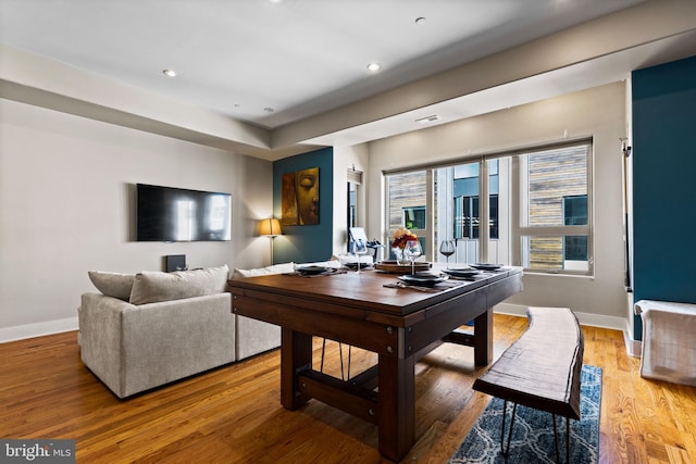 interior space with hardwood / wood-style flooring