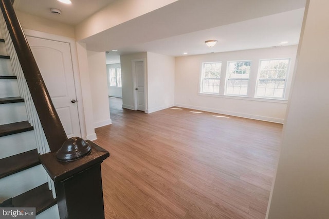 unfurnished living room featuring light hardwood / wood-style floors