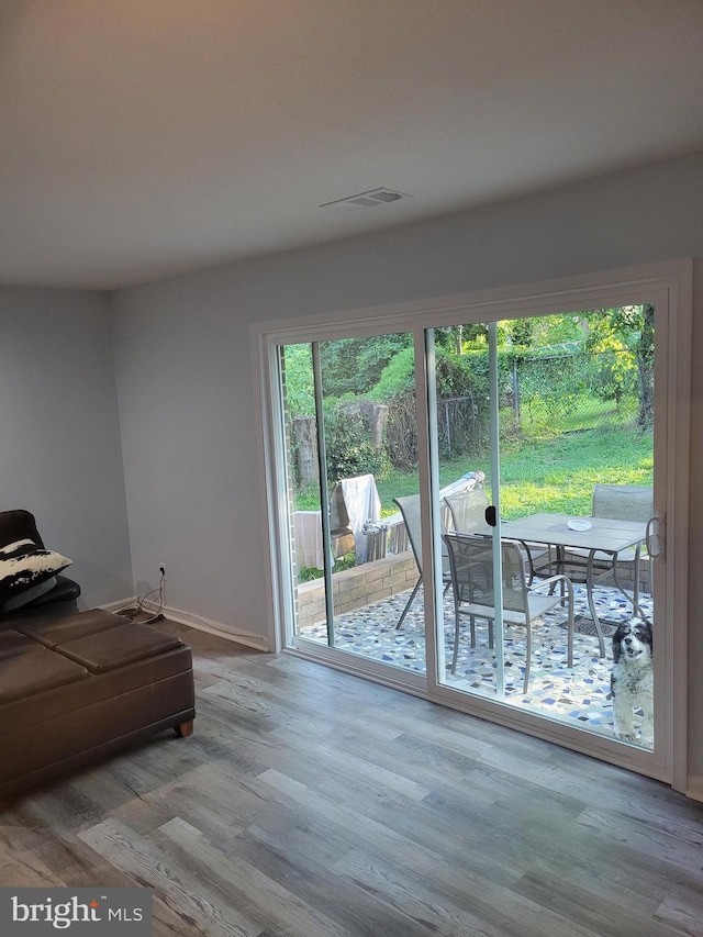 living room with light wood-type flooring