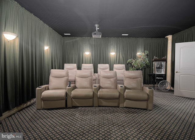 cinema room with carpet floors