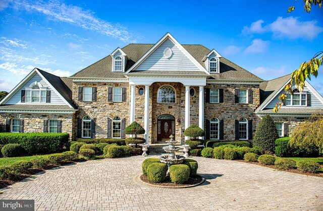 4116 Harford Creamery Rd, White Hall, MD 21161 - neoclassical home with curved driveway and stone siding