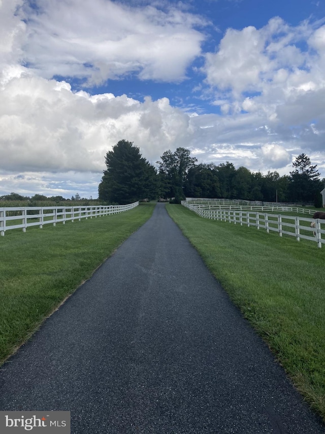 view of street featuring a rural view