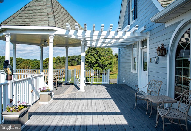 wooden deck with a pergola