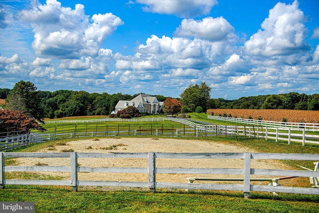 view of yard with a rural view