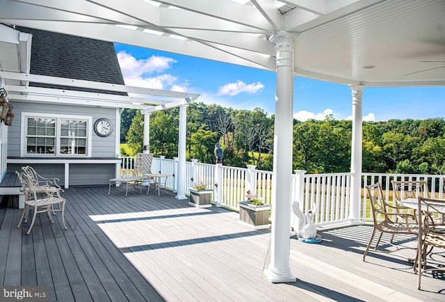 4116 Harford Creamery Rd, White Hall, MD 21161 - wooden terrace featuring a pergola and outdoor dining space