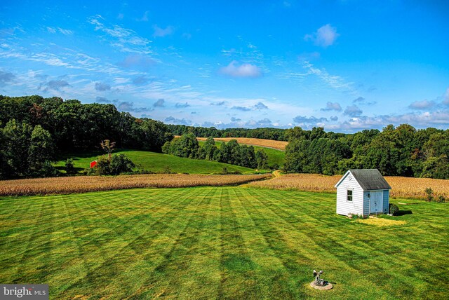 4116 Harford Creamery Rd, White Hall, MD 21161 - view of yard with a rural view, an outbuilding, and a shed