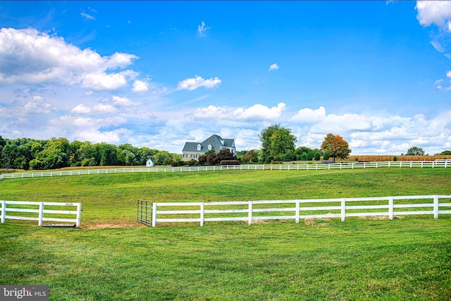 view of yard with a rural view