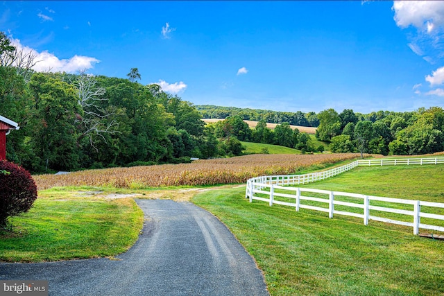 view of street with a rural view