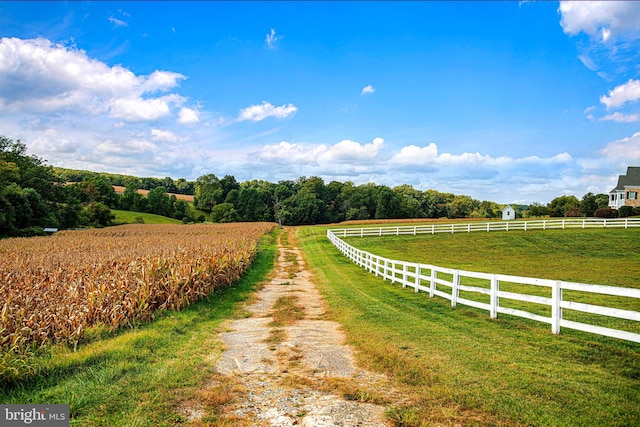 view of street with a rural view