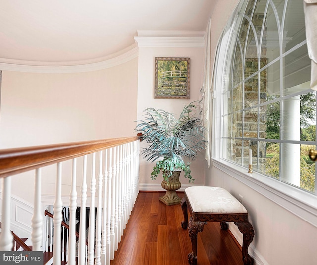 4116 Harford Creamery Rd, White Hall, MD 21161 - hallway with crown molding, baseboards, and wood finished floors