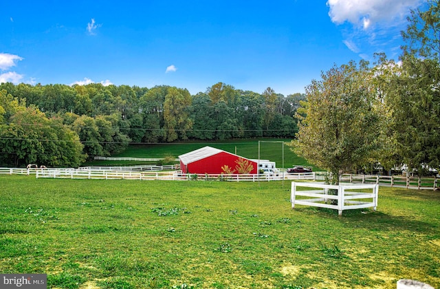 view of yard with a rural view