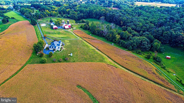 aerial view with a rural view