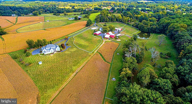 bird's eye view with a rural view