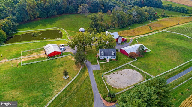 aerial view with a rural view