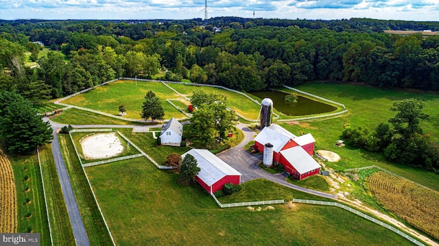 aerial view featuring a rural view