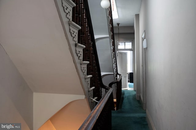 19 S Stricker St, Baltimore, MD 21223 - stairway with baseboards and carpet