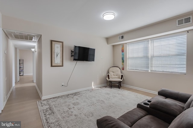 living room featuring light hardwood / wood-style flooring