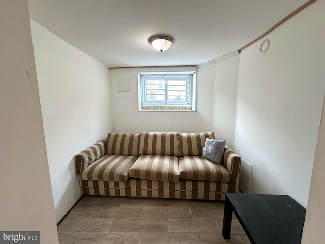 sitting room with light hardwood / wood-style flooring