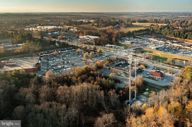 view of aerial view at dusk