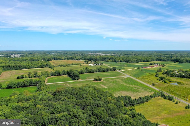 birds eye view of property featuring a rural view