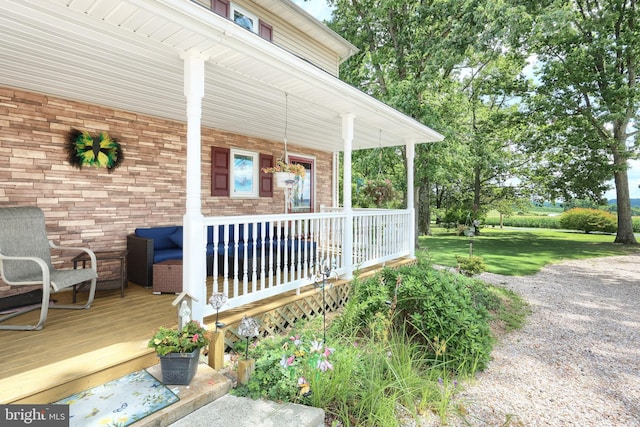 deck featuring a yard