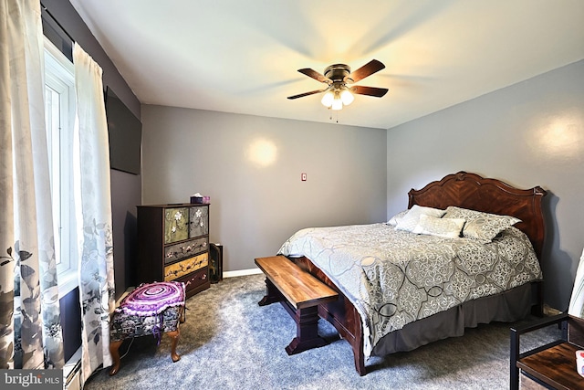 bedroom with carpet floors and ceiling fan