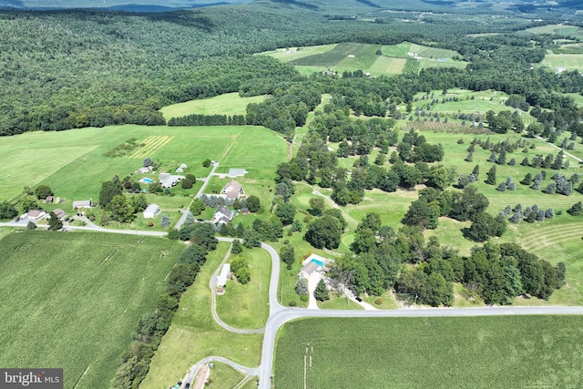 aerial view featuring a rural view