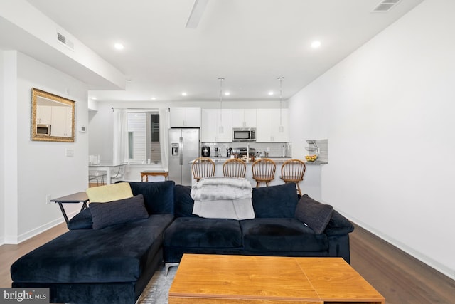 living room with light wood-type flooring