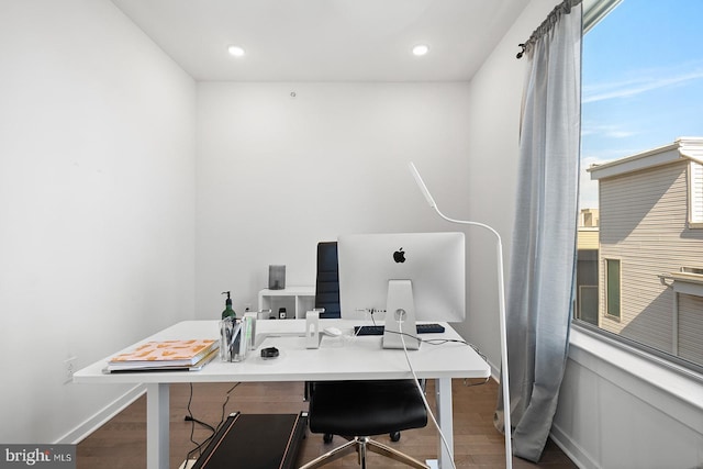 office space featuring hardwood / wood-style flooring