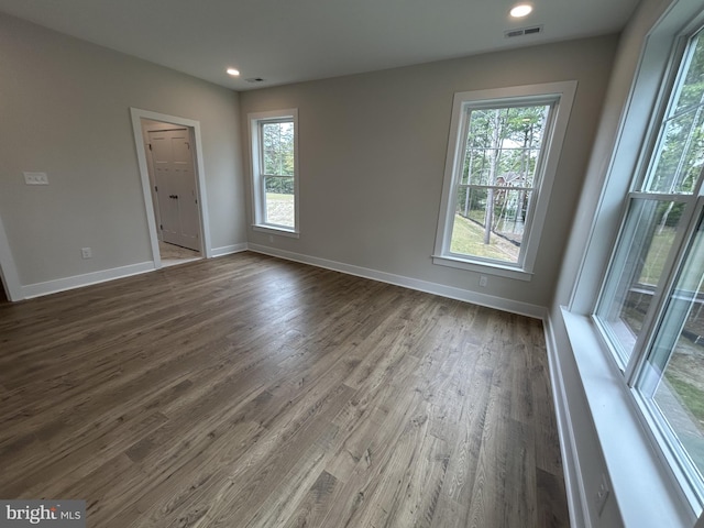 spare room featuring hardwood / wood-style floors and a wealth of natural light