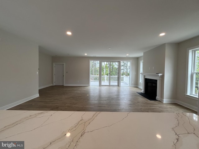 unfurnished living room featuring wood-type flooring