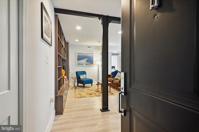 hall featuring light wood-type flooring