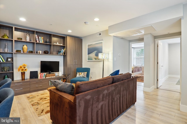 living room featuring light wood-type flooring