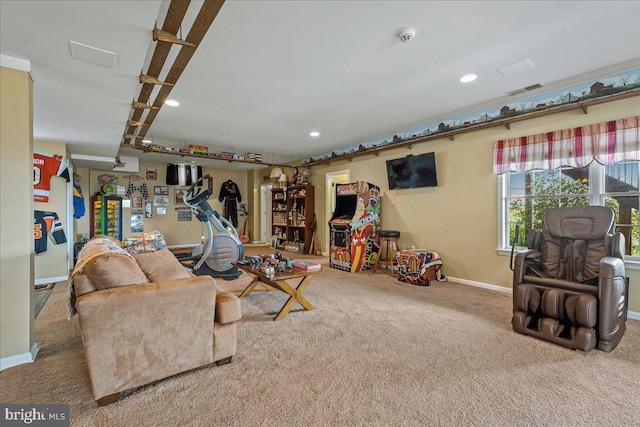 living room with carpet floors