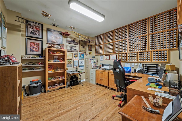 office space featuring light hardwood / wood-style floors