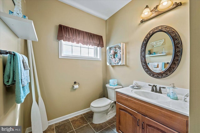 bathroom with tile patterned flooring, toilet, and vanity