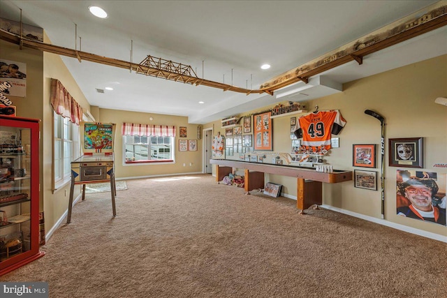 game room with carpet floors