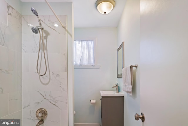 full bathroom with a shower and vanity