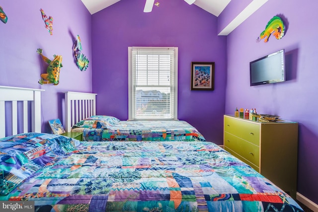 bedroom featuring vaulted ceiling