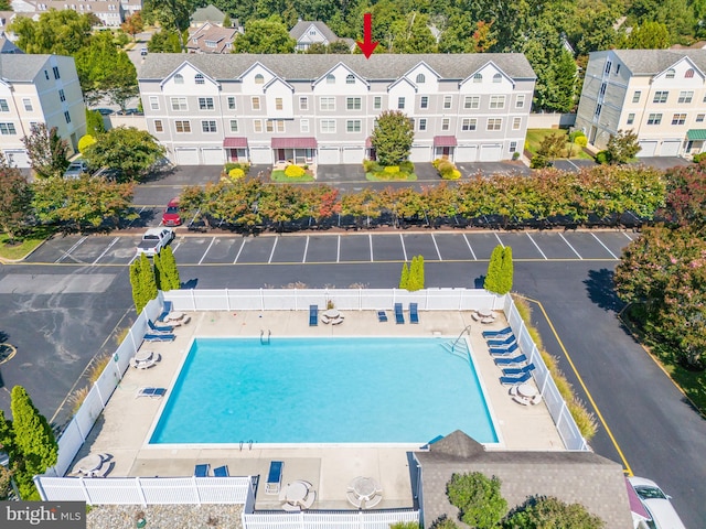 aerial view featuring a residential view