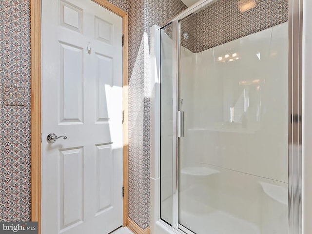 bathroom featuring walk in shower