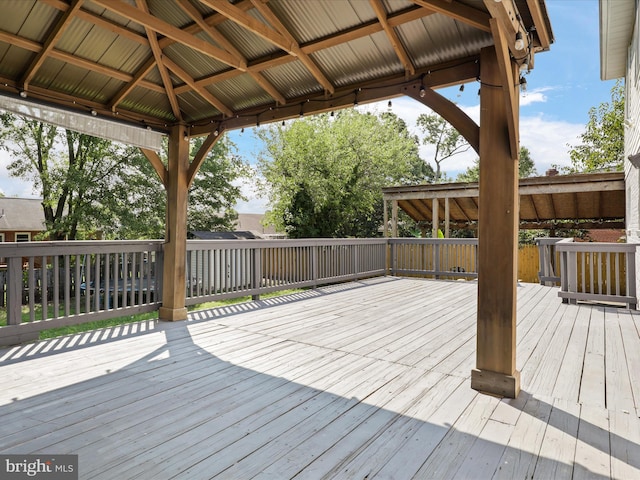 wooden terrace with a gazebo