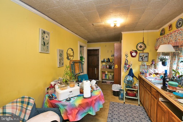 dining room with ornamental molding